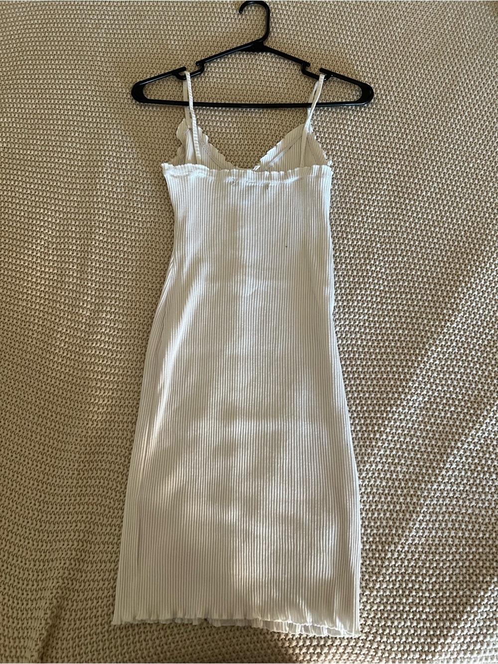 White Ribbed Button-Front Slip Dress - Picture 2 of 3